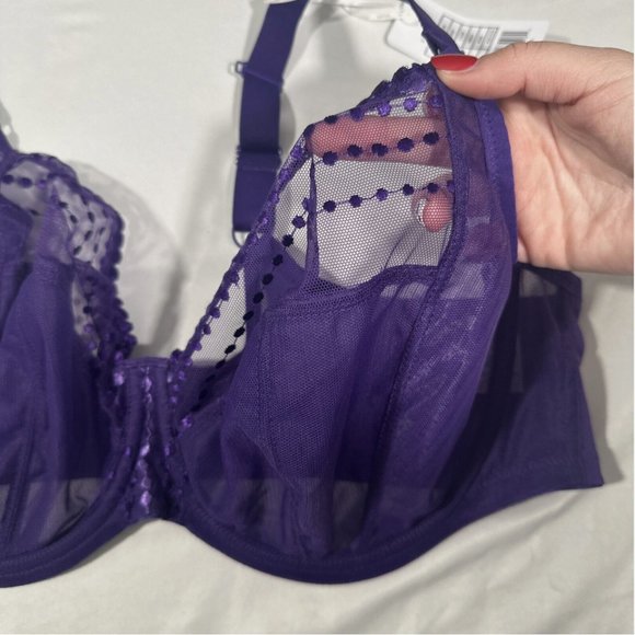 NWT$70 Elomi [ 42DDD ] Matilda Full Figure Underwire Plunge Bra Iris Purple 6218 - Picture 4 of 9